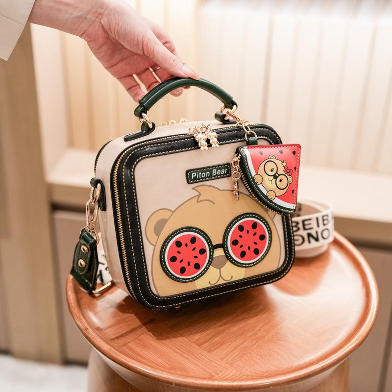 Bags cartoon small bag 2025 new Japanese soft girl cute funny watermelon ugly cute hand carry messenger small square bag