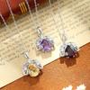 Natural crystal stone firefly pendant whole body s925 sterling silver necklace women's high-end ice flower cut colorful treasure pendant daily gift