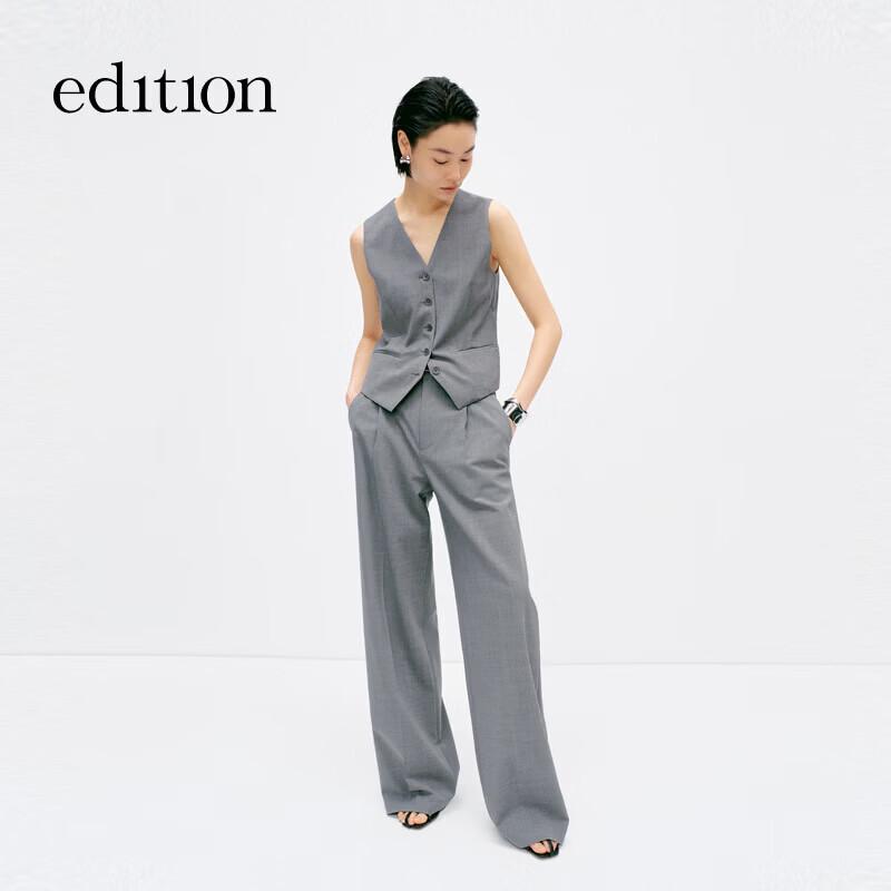 Edition Women s Summer Wool Blend Wide-Leg Trousers with Belt L