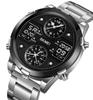 SKMEI 2212 Trend Design Digital Movt 4Time Date Week Display Watch Men 12/24 Hour Clock Stainless Steel / Silicone Strap Watches