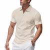 Men's Summer Polo Shirt with Collar, Waffle Weave, Loose-Fit Casual Sports Short-Sleeved T-Shirt