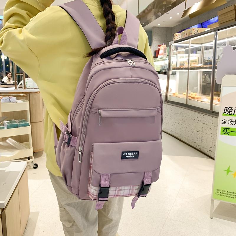 Student Backpack Couple Backpack Campus Plaid School Bag