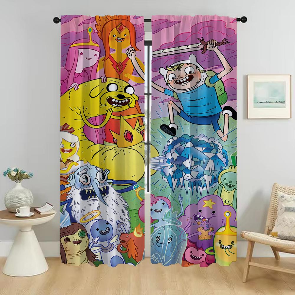 

Плотные шторы для комнаты 2 панели Adventures Time Современные шторы для гостиной Shades Partition Home Interior Шторы для кухни W50xH70cmx2pcs-CL