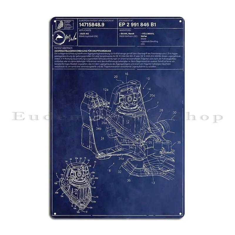 Engine Support Arrangement Patent Blueprint Metal Plaque Poster Wall Decor Decoration Mural Designer Designing Tin Sign Poster