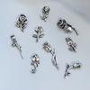 10Pcs 3D Rose Nail Art Ornament Alloy Nail Art Charms Diy Craft For Nail Decoration Silver Retro Flower Nail Charm Jewelry Salon