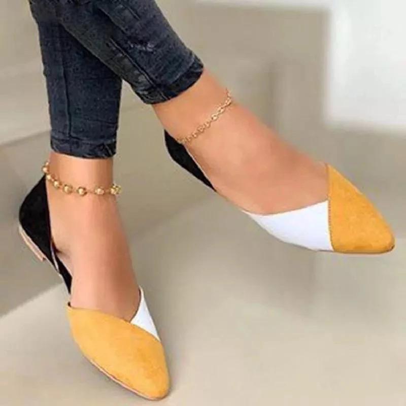 Fashion Pointed Toe Flat Shoes Women Solid Color Knitted Slip on Shoes Casual Breathable Ballet Flats Women Loafers Comfort Ladies Shoes