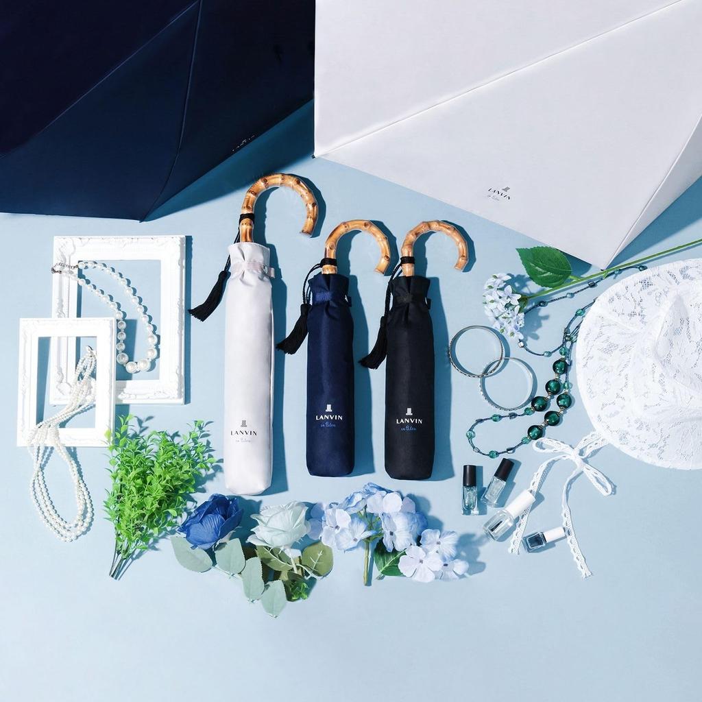 Moonbat Folding Rain or Premium Light Heat and UV Solid Logo Parasol, Shine, Blocking, Protection, Embroidery, Blue, 22-084-11977-01