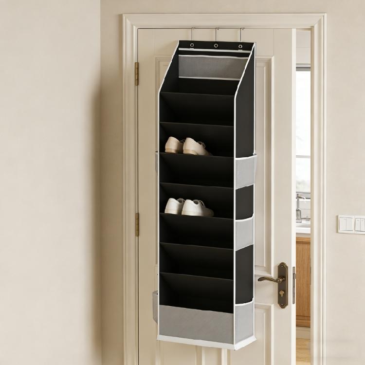 Modern Fabric Shoe Display For Door Back Providing 8 Shelves And Extra Pockets For Improved Arrangement