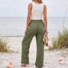 Women's Loose-fitting, -color, Straight-leg Casual Pants With Drawstring And Pockets.