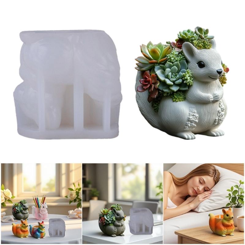 Praktyczne Solidne Silikonowe Akcesorium do Formy na Doniczkę Wiewiórki Przenośne na Prezenty Ręcznie Robione i Akcent Domowy