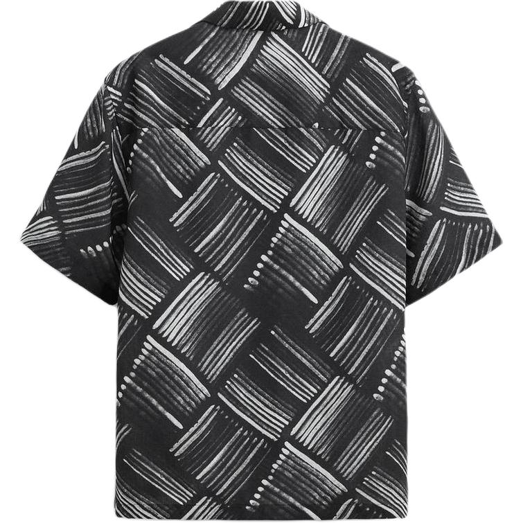 Zara Loose Abstract Print Pattern Lapel Casual Short Sleeve Shirt Men shirts Black 4742670-800