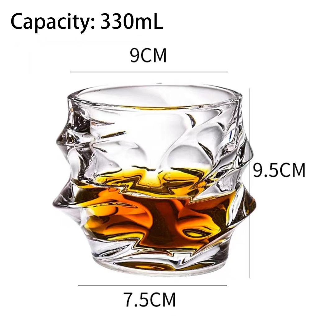 330mL Wave Cup Glass Wine Cup Thicken Juice Crystal Lead-free Whiskey Cocktail Glass Creativity Affordable Luxury Bar Gift