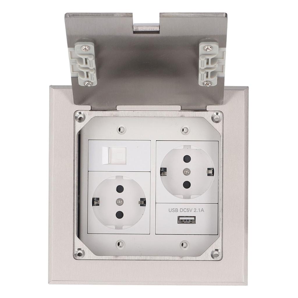 Recessed Floor Outlet 2500W 16A 2 Sockets 1 USB 1 Computer Port Embedded Floor Power Outlet