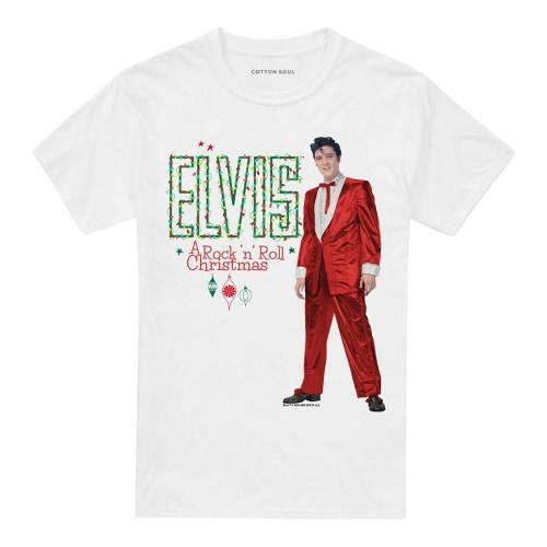 Elvis Presley Unisex Adult Holiday Lights T-Shirt
