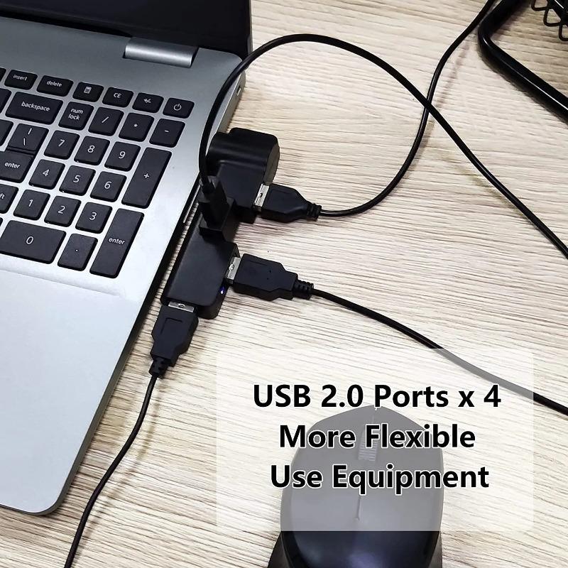 Creative USB 2.0 4 Port Hub 90°/180° Degree Rotatable USB Expansion Allocator Data Cable Adapter Connector for PC Laptop