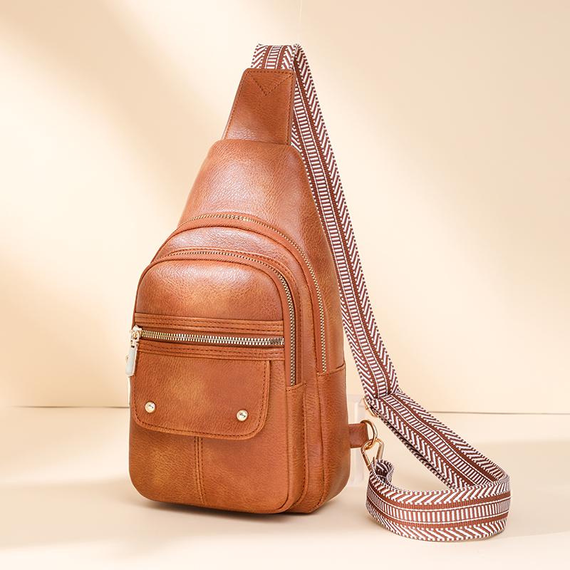

Women Bags Vintage Chest Bag Ladies PU Leather Banana Sling Bag Fashion Shoulder Chest Crossbody Bag Daypack Female Travel Pack 17cm8cm27cm