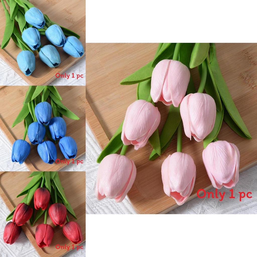 Tulip Artificial Flower With Pu Material For Home Decor And Photography Props