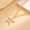 Five-pointed Star Chunky Chain Necklace Gold Color Clavicle Chain Pentagram Pendant Necklace  Women