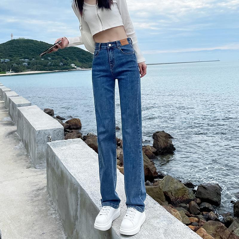 Spring and Autumn Jeans Women High-waisted Straight Pants Thin Denim Jeans