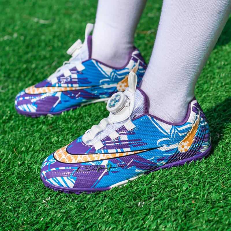 2025 New Rotating Button Children's School Football Shoes Boys Broken Nails Game Training Shoes