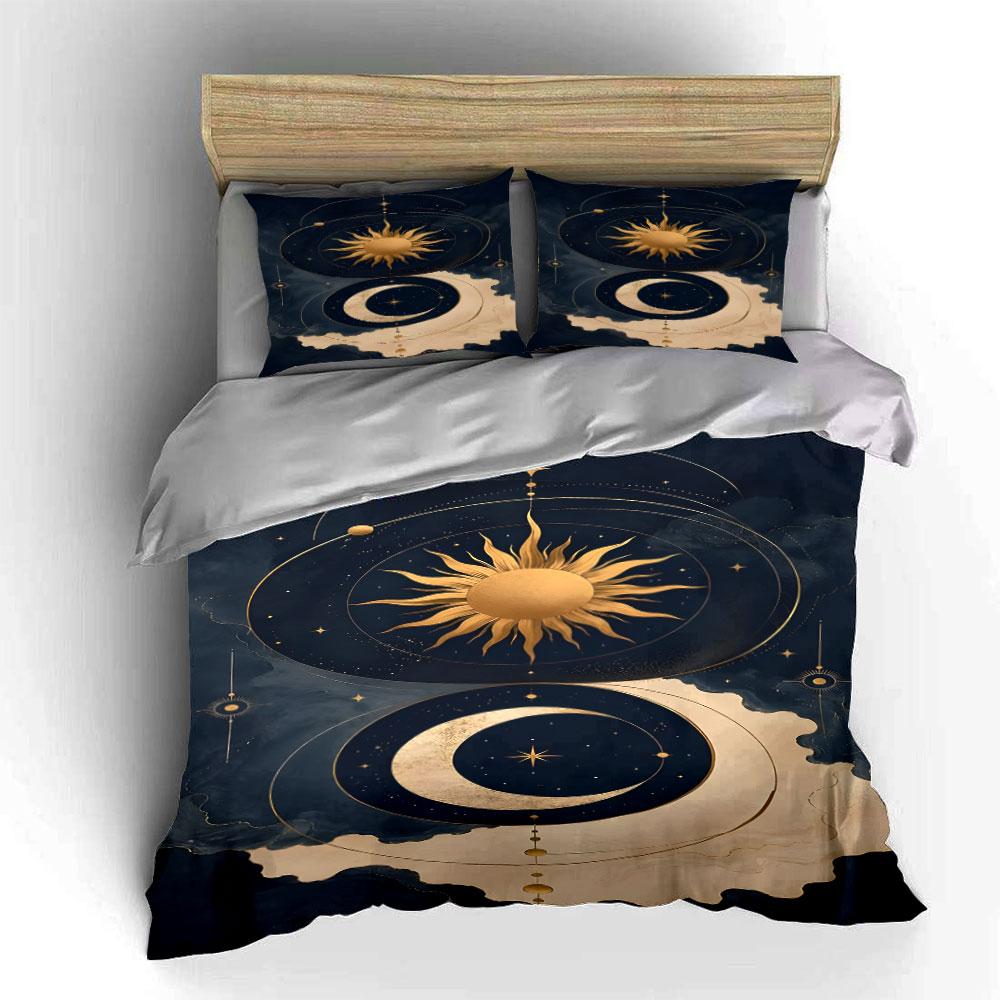 Goldene kosmische Traumlandschaft flüstert. Bettwäsche-Sets Bettbezüge Kissenbezüge(1* Bettbezug 2* Kissenbezüge ohne Bettdecke)