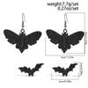 SHIXIN 2 Pair Gothic Moth Bat Skull Pendant Earrings for Women Retro Butterfly Drop Earrings Set Halloween Jewelry Accessories