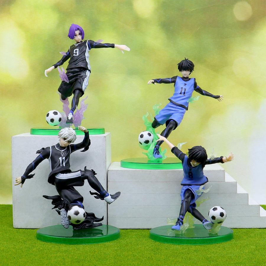 Anime BLUE LOCK Funny Football Sport Lover Soccer Fans Kick The Ball Action Figures Style Statues Home Ornament Desk Doll Toys
