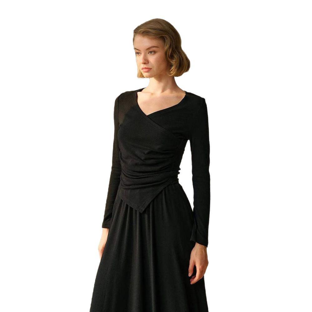 2025 Autumn Women's Slimming Lace-up Versatile Top & Long Skirt Set