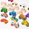 DIY handmade wooden graffiti car, children's colorful painting and coloring model, toy, three-dimensional coloring building bloc