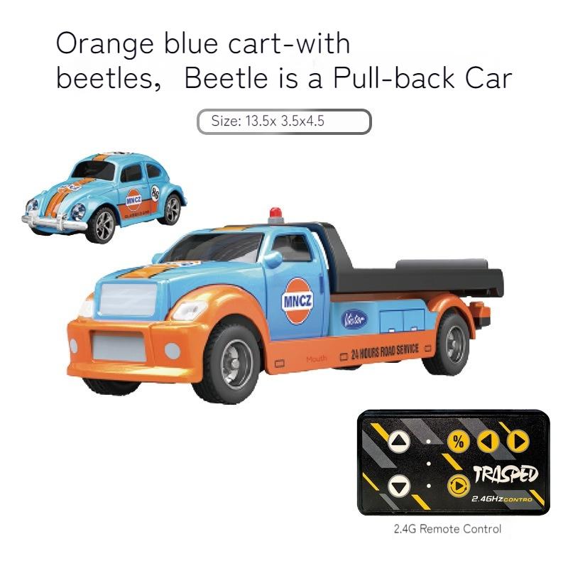 1/64 Mini Remote Control Car Pickup Truck Trailer Set Mobile Phone Remote Control Model Alloy Children'S Toy Car Holiday Gift