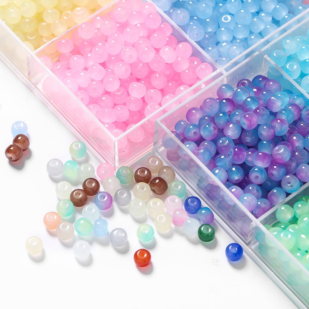20-50pcs/lot Jelly Flat Round glass Beads Bracelet Spacer Beads For DIY Handmade Charm Jewelry Making Findings Wholesale