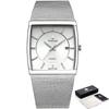 WWOOR Top Brand Men's Watches Business Luxury Square Men Quartz Clock Waterproof Date Stainless Steel Ultrathin Watch For Men