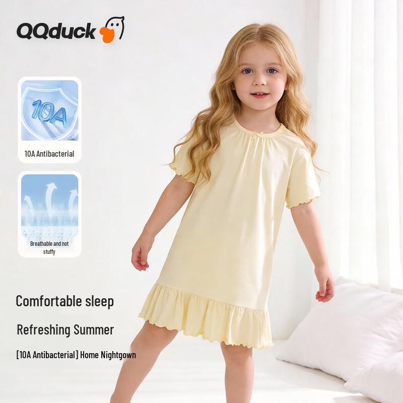 

QQ DUCK Детское кружевное платье-ночнушка с коротким рукавом для девочек 100