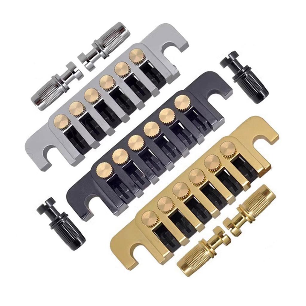 Guitar Bridges with Studs and Inserts Replacement 6 String Electric Guitar Bridge Vintage 6 Style Stopbar Tailpiece