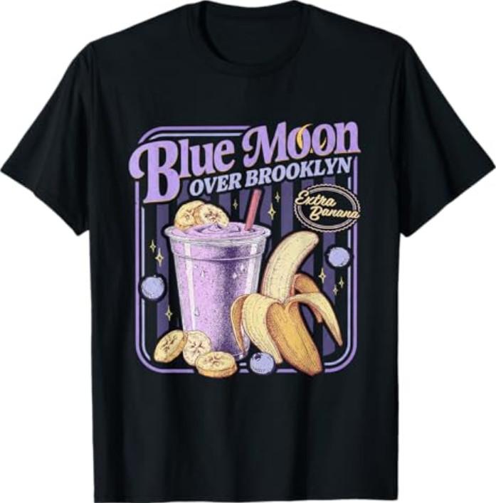 Retro 80s Diner Blue Moon Over Brooklyn Extra Banana Lover T-Shirt