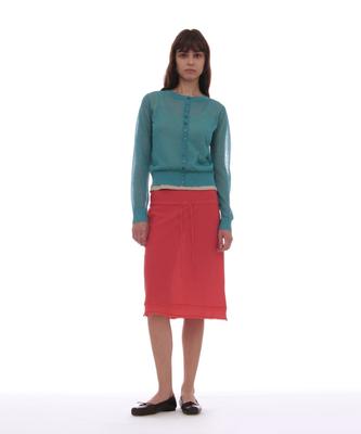 Partimento Woman Pwc Lace Trim Overlay Midi Skirt_Chili