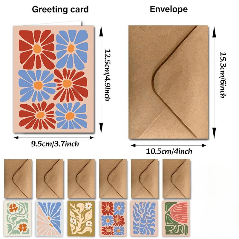 12pcs/set Assorted Modern Folk Art Greeting Cards with Envelopes – Versatile Cards for Weddings, Thank Yous & Congratulations