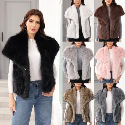 Módní ležérní všestranná dámská vesta s velkou klopou, novinka pro podzim a zimu 2025, bunda z umělé kožešiny