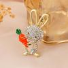 High-End Zirconia Carrot Rabbit Brooch - Cute Animal Pin, Perfect Easter Accessory