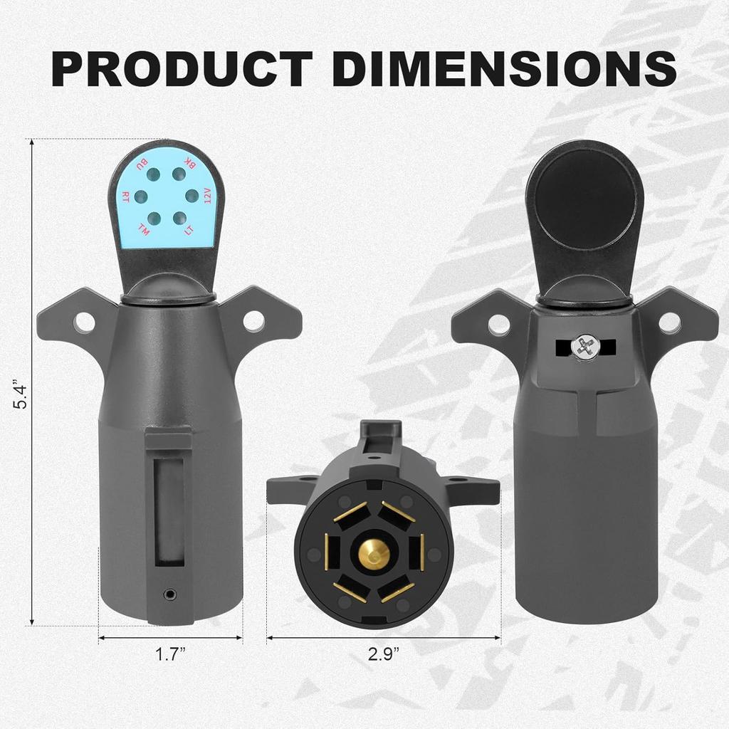 7 Pin Trailer Plug Tester, 7 Way Wiring Tester For RV, Round Trailer Light Tester For Truck, Pickup, Towing, Tow Wire Brake Blade 12V Connector