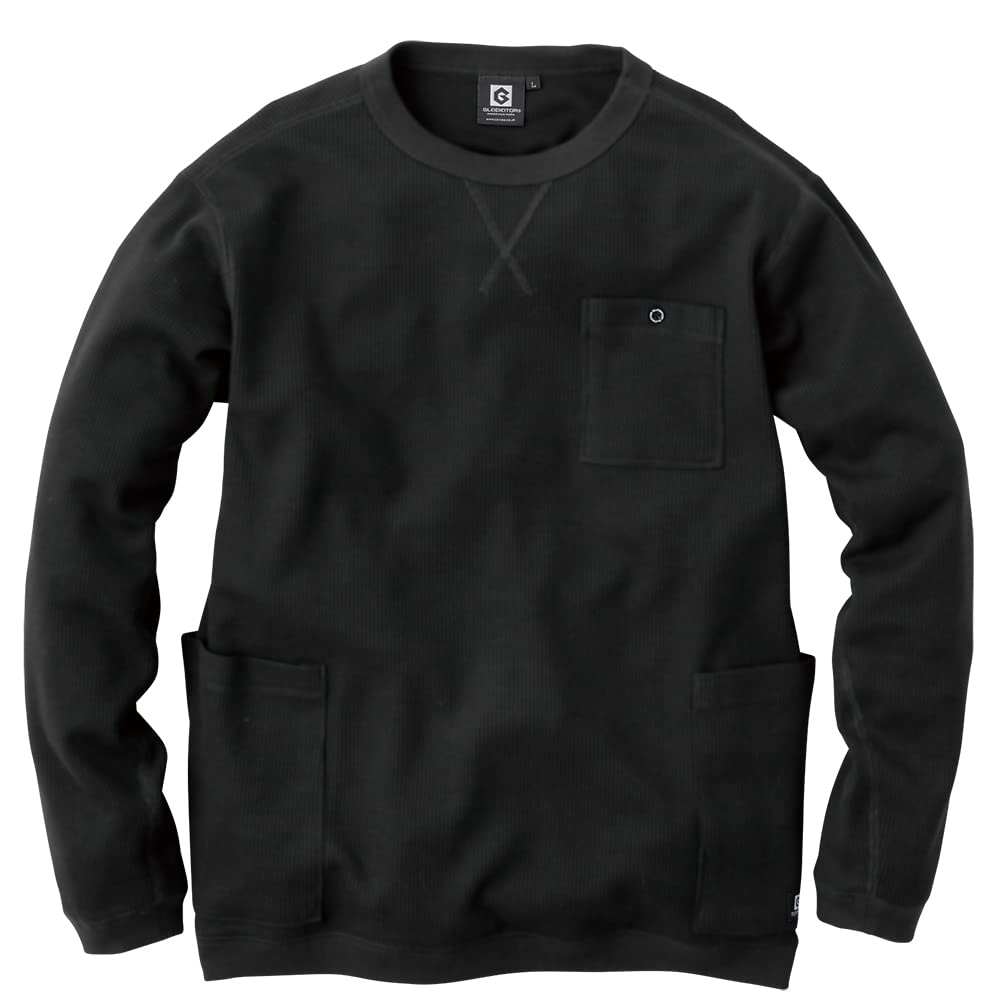 

COCOS Nobuoka Лонгслив Размер Легкая Вафельная Ткань G-438 Футболка с 5 карманами, Черный, L, чёрный