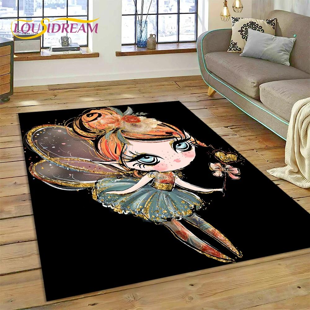 Cute Dream Ballet Girl Ballerina Fairy Carpet Rug for Bedroom Living Room Home Sofa Decoration,Child Game Large Decor Floor Mat