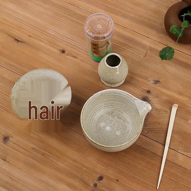 Ceramic Matcha Bowl & Chasen Stand Set with Kiln-Changed Stirrer Brush - Japanese Tea Ceremony Tools