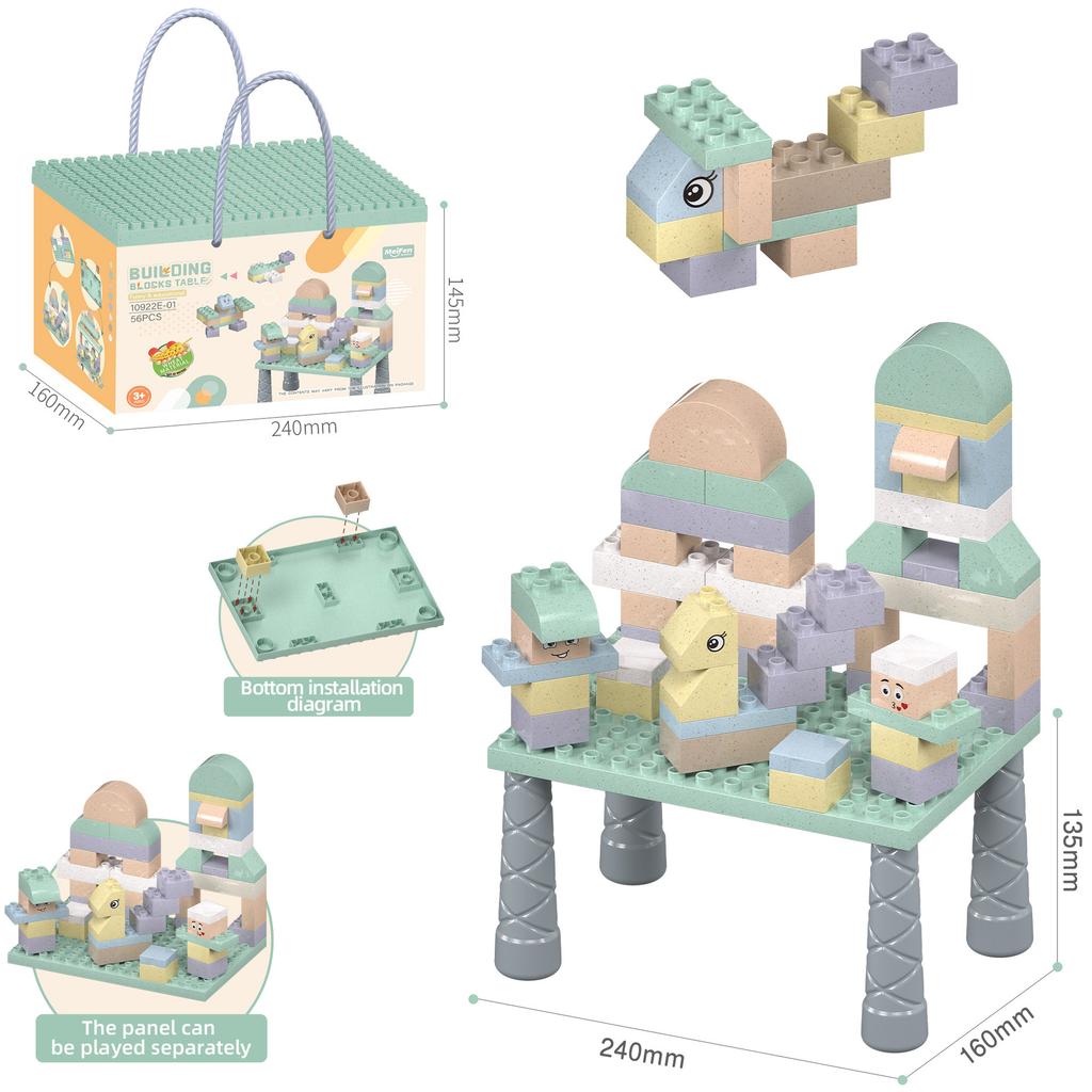Kendin Yap Buğday Sapı Büyük Parçacıklı Yapı Blokları Bebek 1-6 Yaş Doğum Günü Hediyesi Birleştirilmiş Oyuncak Masa