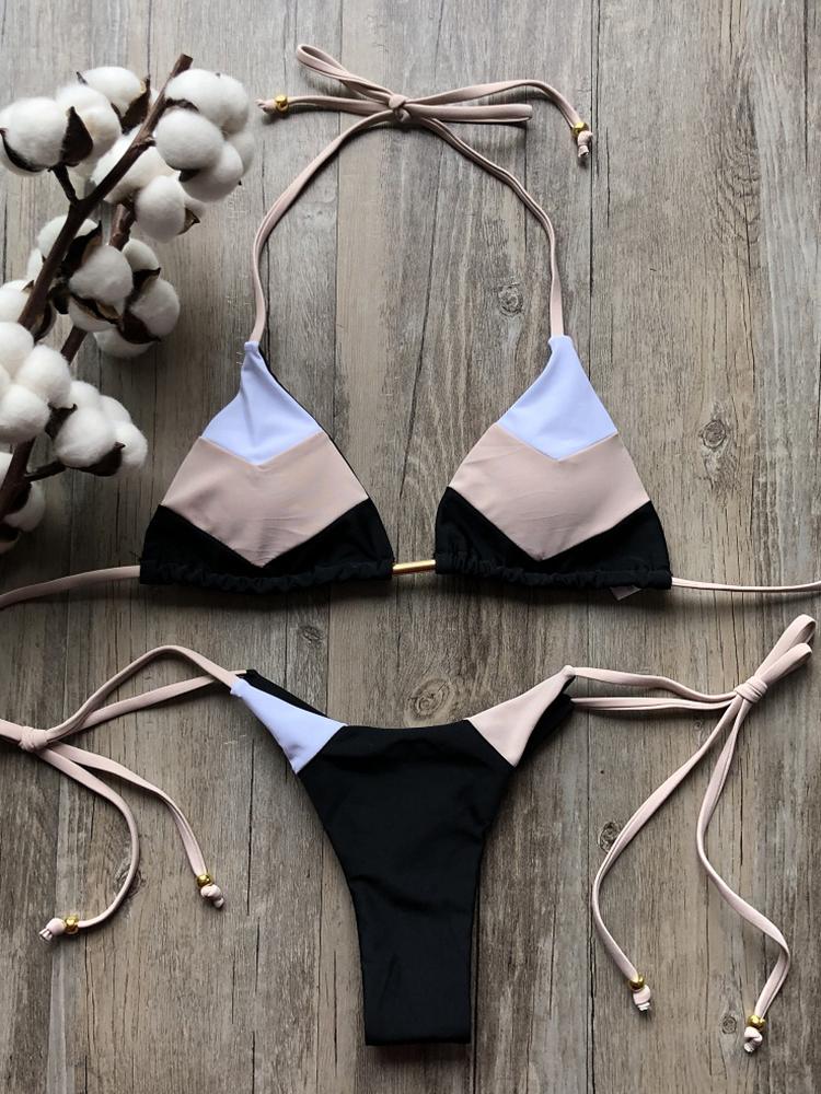 

2025 Сексуальное бикини Разноцветный купальник Женская купальная одежда Пуш-ап В рубчик Комплект бикини Бразильский купальник Пляжная одежда Купальщица Бикини L