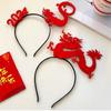 Red Hairband 2024 Happy New Year Headband Cartoon New Year Hairband Creative Dragon Headband  Girl