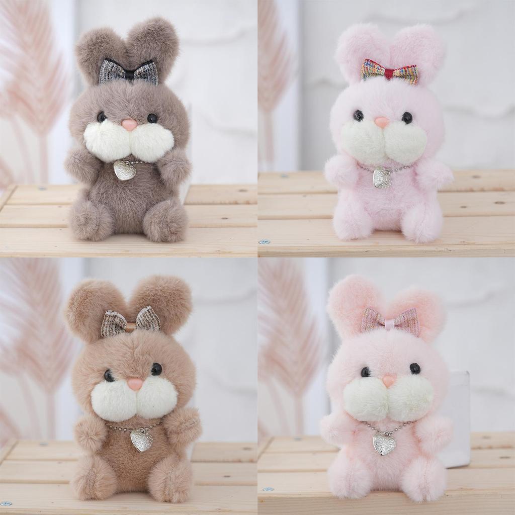 Cute Bunny Plush Keychain With Bow Tie Soft Toy Cartoon Bag Pendant For Kids And Adults