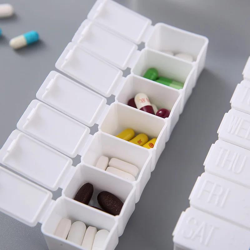1 Stuk 7 Dagen Mini Medicijndoos Wekelijkse Tablet Houder Opberg Organizer Container Doosje 7 Vakjes Verdelers Draagbare Afgesloten Pillendoosje