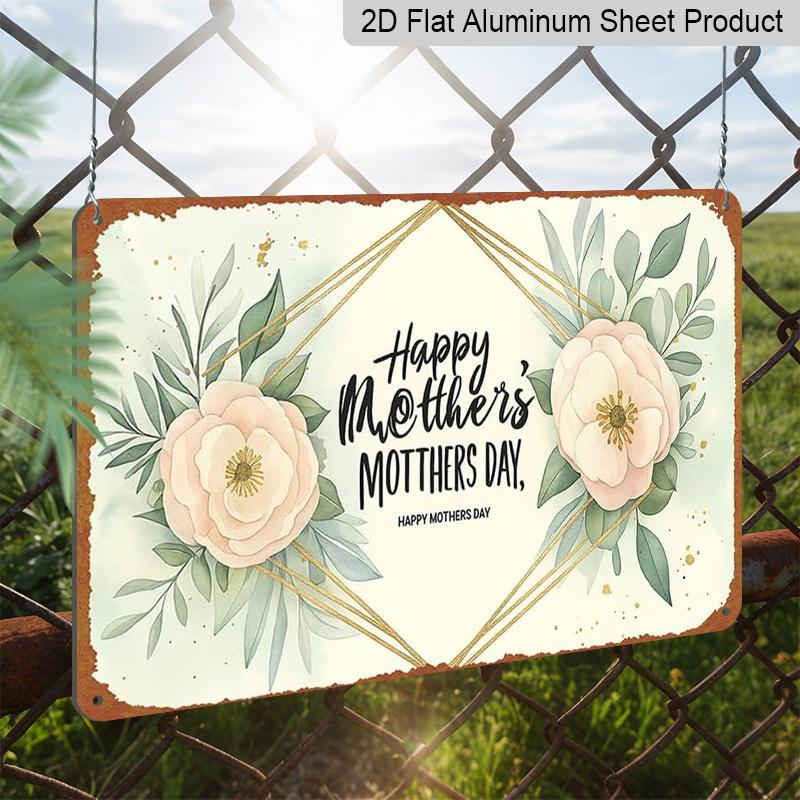 2D Flat Happy The Day of Mothers with Geometric Floral Design Aluminium Sign Fun & Quirky Creativewall Decor Art 8 * 12 Inches Poster for Office