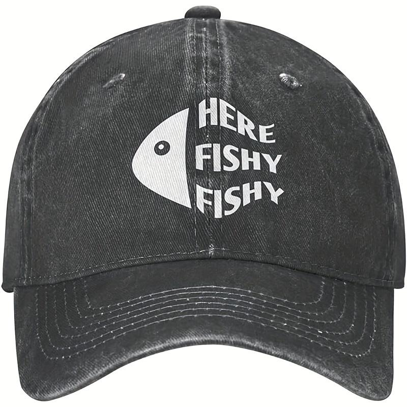 Fish Letter Printed Washed Baseball Caps for Men and Women, Outdoor Fishing, Sun Protection,  Duckbill Caps